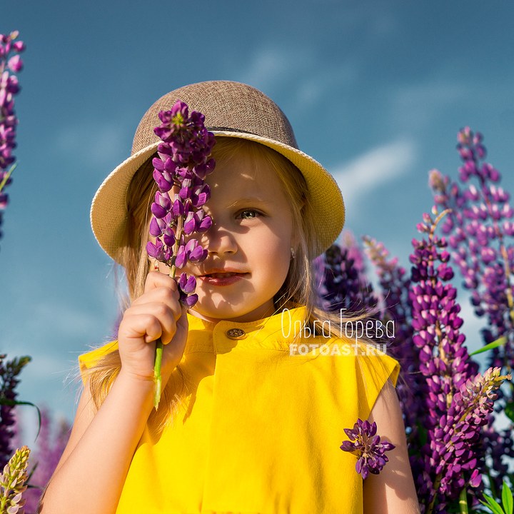 Детская фотосессия в люпинах в Кирове
