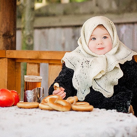 Творческая детская фотосессия зимой в деревне