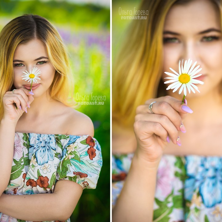 Фотосессия девушки летом в цветущих люпинах в Кирове